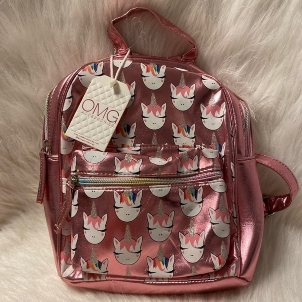 OMG Accessories‎ Pink Unicorn Backpack Bag Zip Closure
